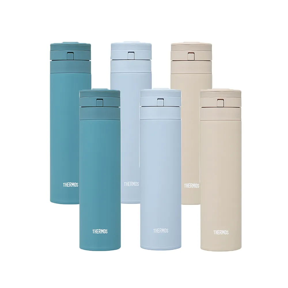 【THERMOS 膳魔師】買1送1_momo獨家專售不鏽鋼超輕量自動上鎖真空保溫瓶450ml(JNS-455)