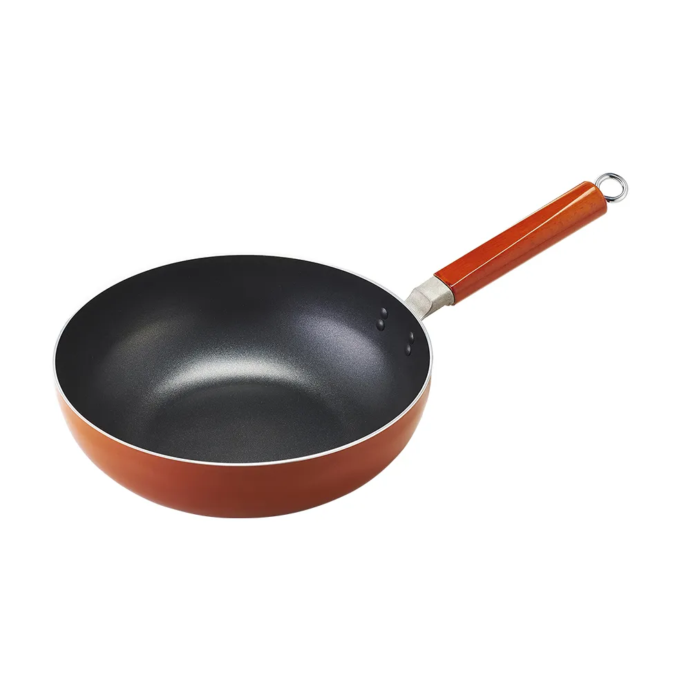 【ZHENG NIU 正牛】買1送1_日本大金塗層不沾深炒鍋28cm(不挑爐具/焦糖橘)