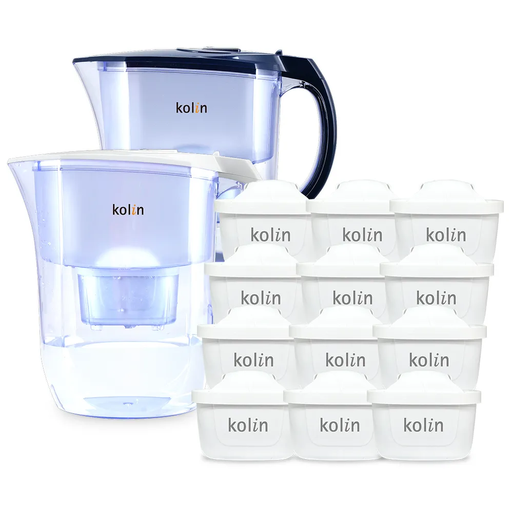 【Kolin 歌林】四重精濾濾水壺 3.8L+濾芯12入(共13芯/34個月/適用Brita)