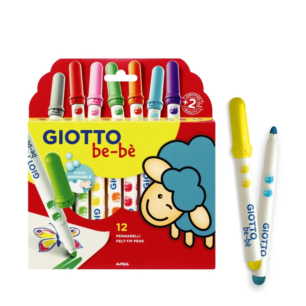 【GIOTTO】可洗式寶寶彩色筆12色｜不縮頭彩色筆 繪畫筆 水洗彩色筆 幼兒彩色筆 兒童彩色筆