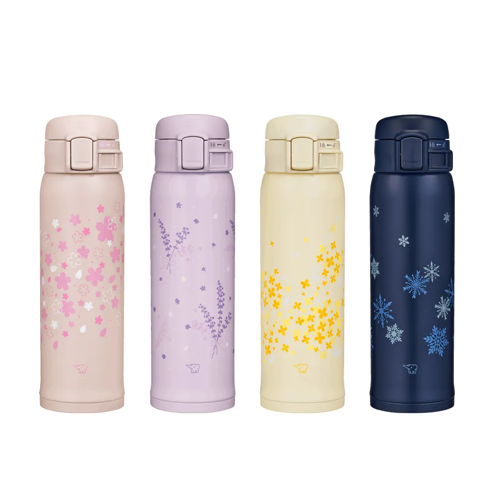 【ZOJIRUSHI 象印】MOMO獨家 不銹鋼彈蓋式花漾保溫保冷杯-480ml(SM-SK48EME  保溫瓶/保冰/環保杯)