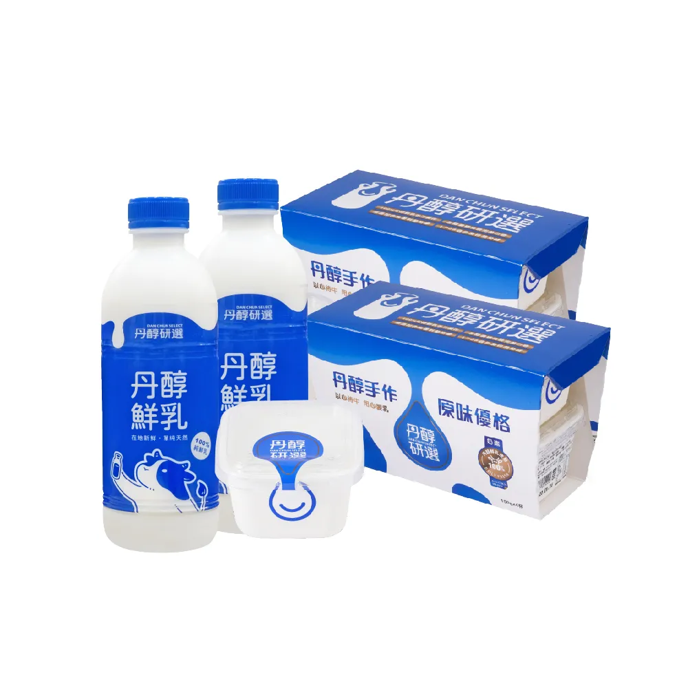 【丹醇研選】丹醇優格150gx12入+丹醇小農牛乳930mlx6瓶