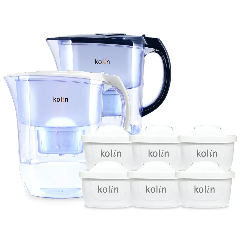 【Kolin 歌林】四重精濾濾水壺 3.8L + 濾芯6入(共7芯/最高1年半使用/適用Brita)