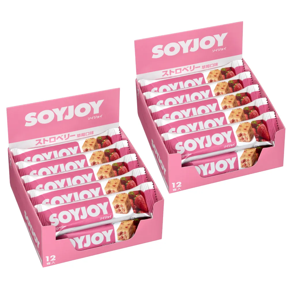 【SOYJOY】大豆水果營養棒-草莓口味2盒組 12入/盒-膳食纖維 無添加麵粉 不含膽固醇 能量補充