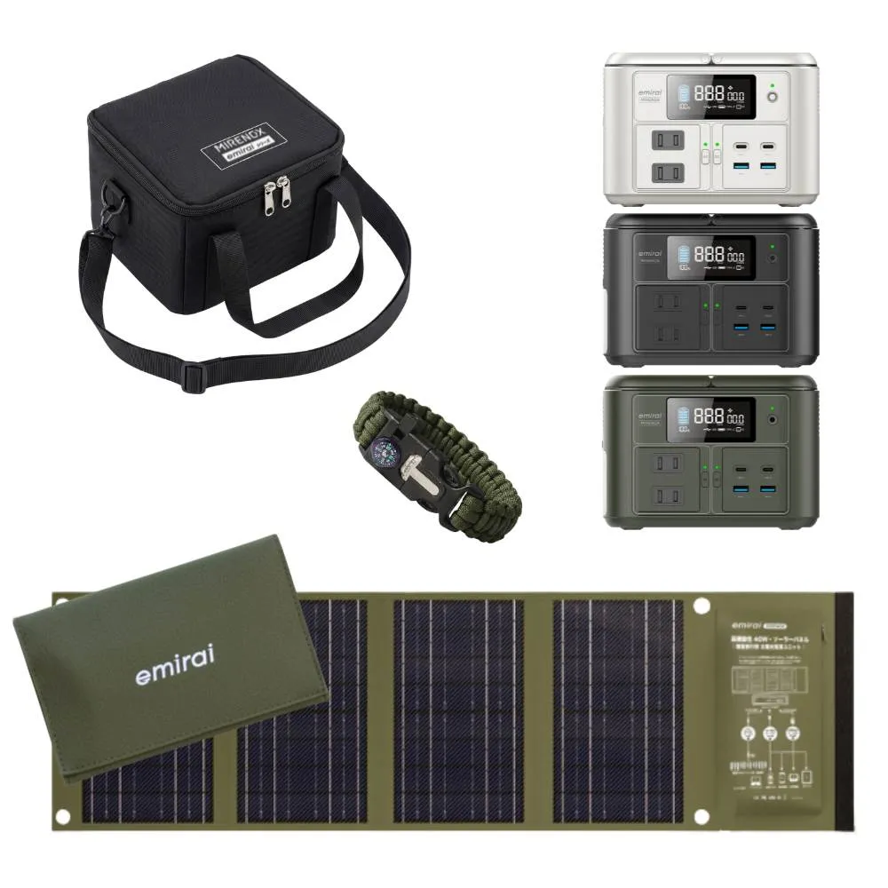 【MIRENEX】防災電力組｜200W儲能小瓦力PRO+40W高機動太陽能板+小瓦力專屬收納袋｜再贈五合一求生手環