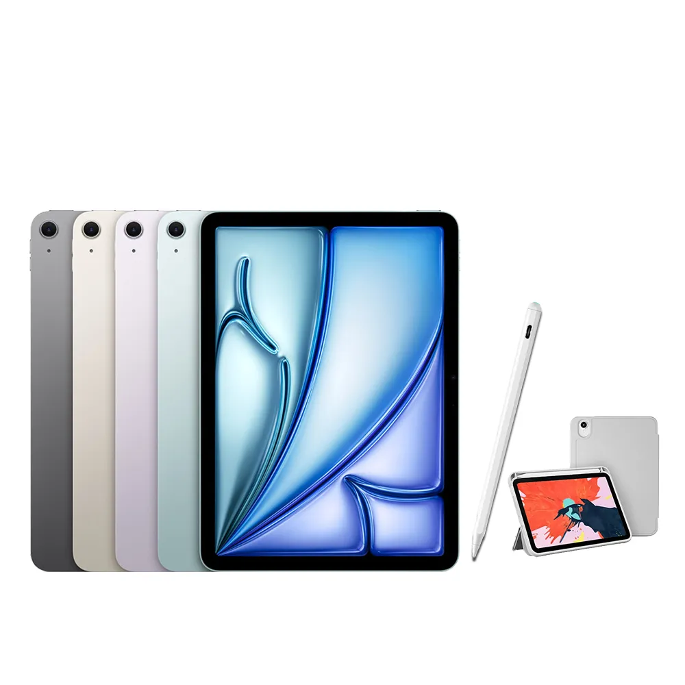 【Apple】2026 iPad Air M4晶片/11吋/WiFi/256G 平板電腦(A04 Plus觸控筆+三折筆槽殼+鋼化保貼組