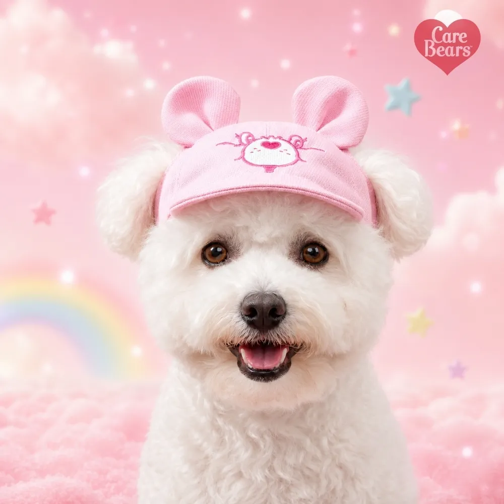 【Care Bears】彩虹熊愛心熊正版授權親膚可愛中小型犬貓棉質遮陽帽寵物遮陽帽寵物帽護眼防曬柔棉舒適親膚