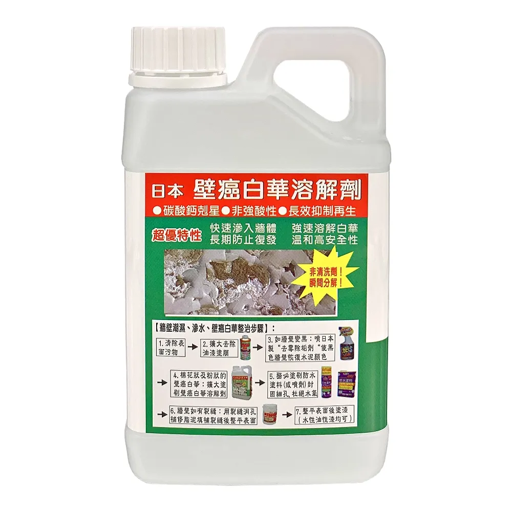 【十田修繕】壁癌白華溶解劑 1L(壁癌 白華 乳膠漆 批土 油漆 防水 碳酸鈣)