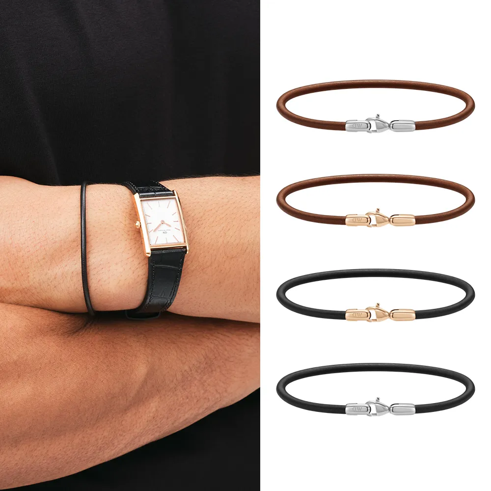 【Daniel Wellington】DW Leather bracelet 2.8mm 環扣手鍊(四色 DW00400707)