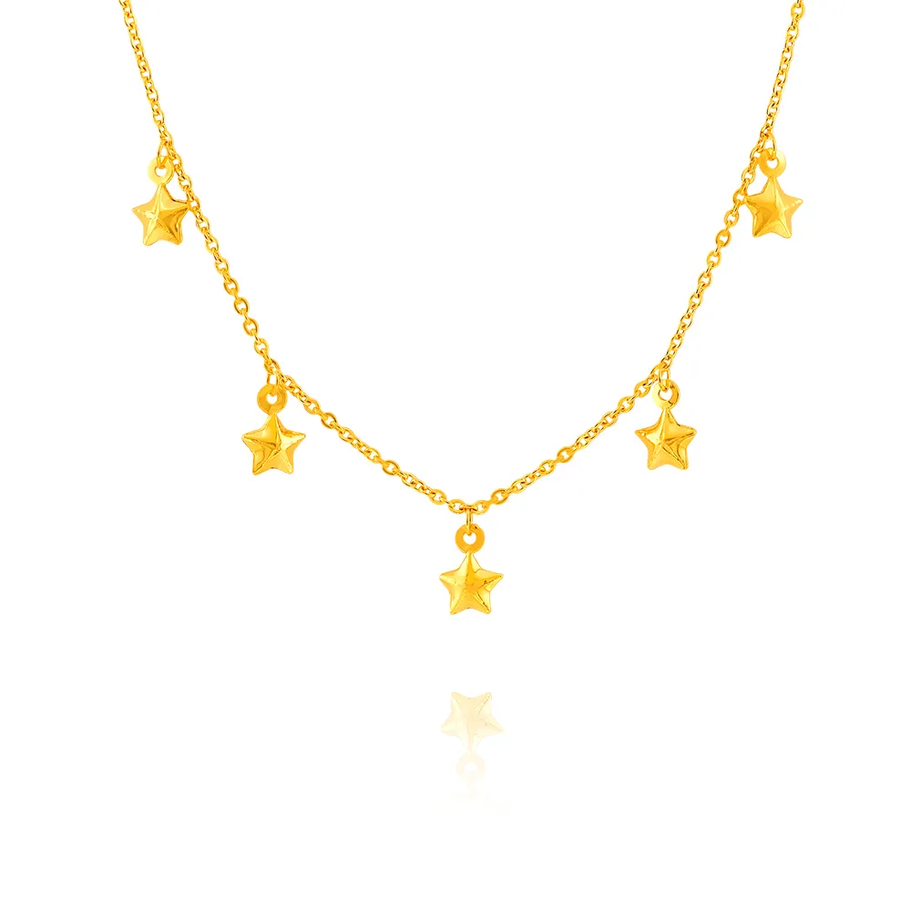 【金緻品】黃金項鍊 星光喝采 1.56錢 星星 五芒星 浪漫 垂墜 垂吊 宇宙 星球 9999純金套鍊