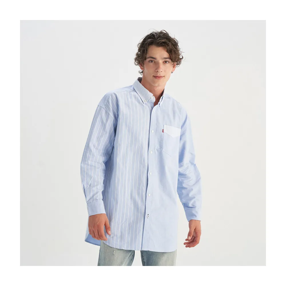 【LEVIS】男款 長袖襯衫 牛津領 拼接襯衫 上衣 熱賣單品 0018A-0001