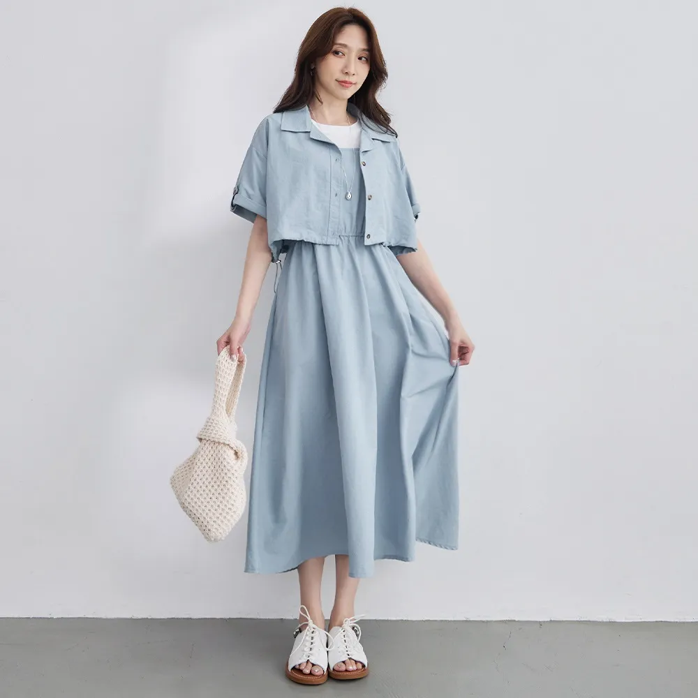 【OB 嚴選】涼感抗UV冰河系兩件式防曬襯衫洋裝 《AB21352-》 適 M~XL