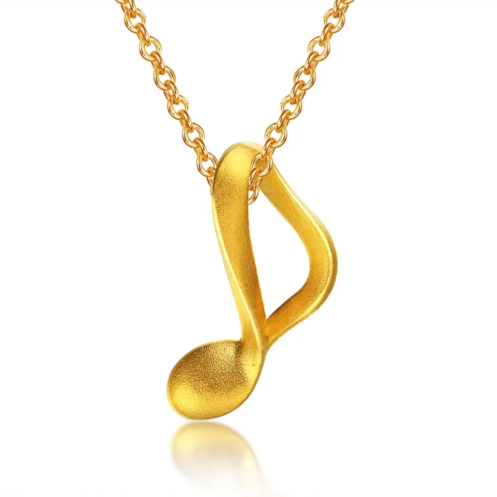 【Just Gold 鎮金店】輕韻柔揚-音符 黃金吊墜(不含鍊)