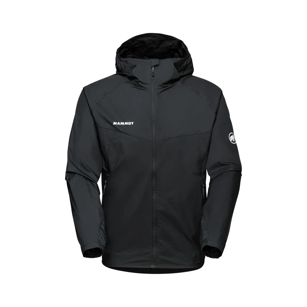 【Mammut 長毛象官方直營】Convey WB Hooded Jacket AF 輕量防潑水連帽風衣外套 黑色 男款 #1012-00530