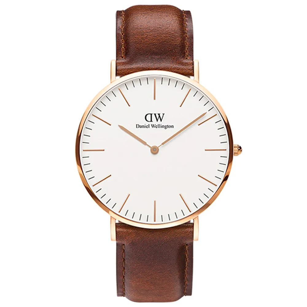 【Daniel Wellington】DW 手錶 Classic St Mawes 40mm棕色真皮皮革錶(兩色 DW00100006)