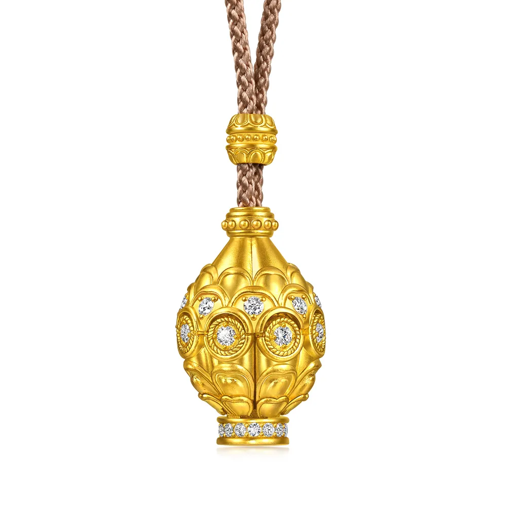 【點睛品】花開見佛 鑽石黃金項鍊