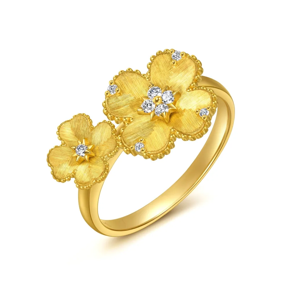 【點睛品】星鑽花語 鑽石黃金戒指