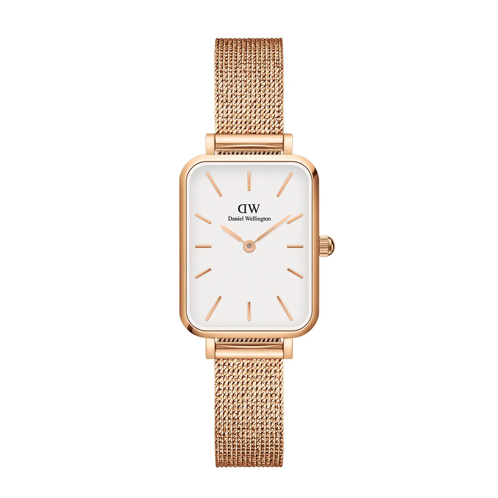 【Daniel Wellington】DW 手錶 Quadro Melrose 20x26mm麥穗式金屬編織小方錶(三色 DW00100431)