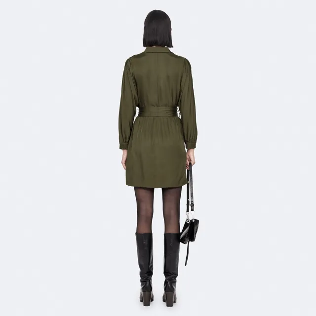 【ALLSAINTS】NOORA 絲質綁帶短洋裝 W230DF