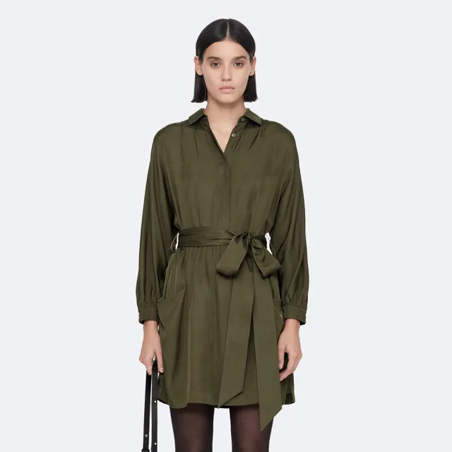 【ALLSAINTS】NOORA 絲質綁帶短洋裝 W230DF