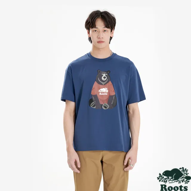 【Roots】男裝-ROOTS ANIMAL 短袖上衣 (藍色)