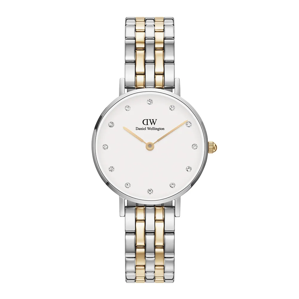 【Daniel Wellington】DW 手錶 Petite Lumine 28mm 星辰珠寶式雙色錶鏈-白錶盤(DW00100616)