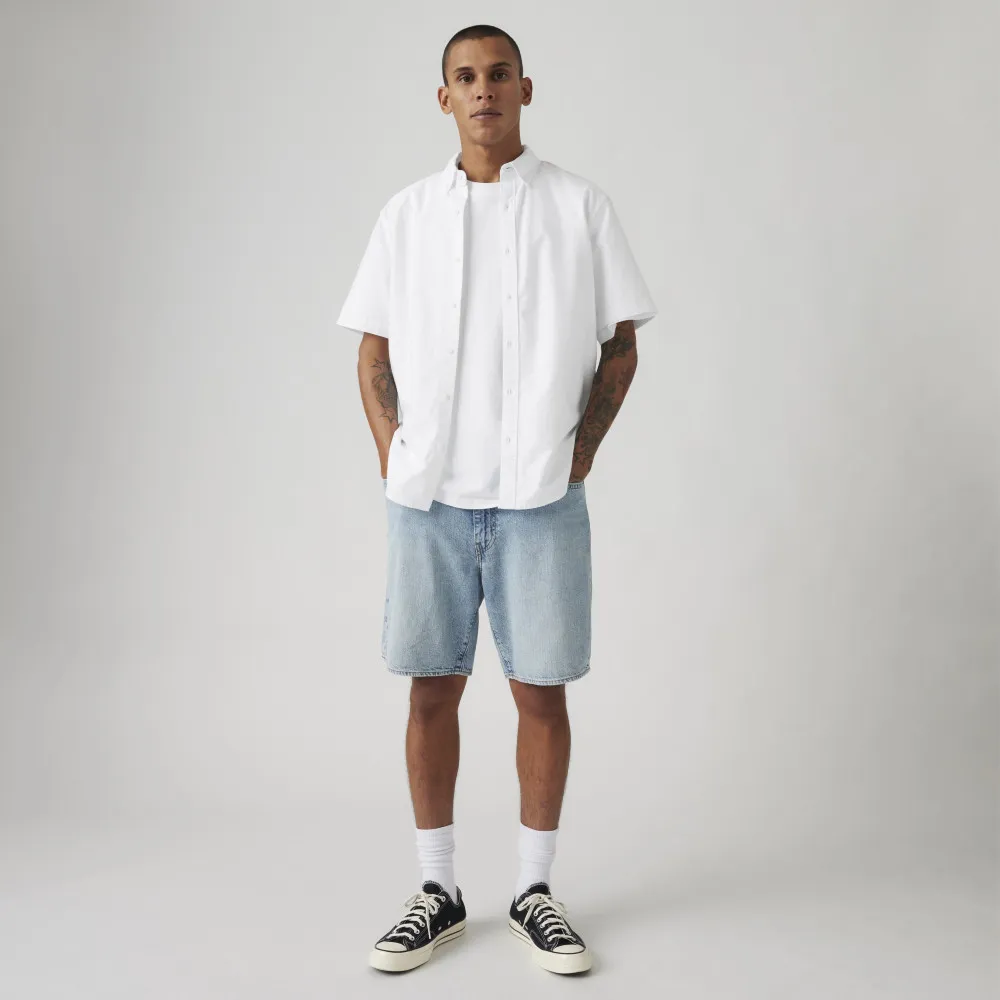 【LEVIS】468™ Loose男款高腰舒適直筒牛仔短褲 熱賣單品 A8461-0012