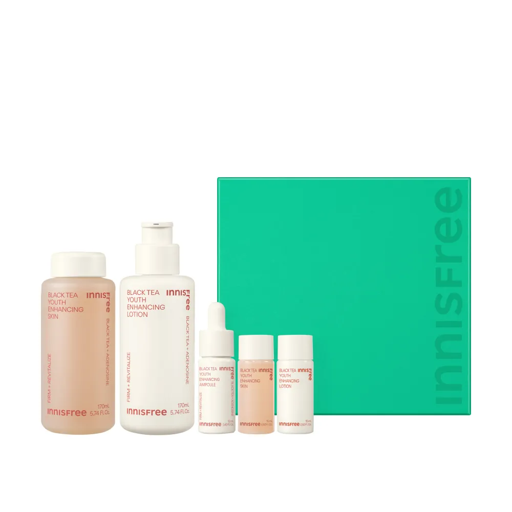 【innisfree】紅茶極效修護水乳禮盒(化妝水185ml+乳液185ml+安瓶12ml)