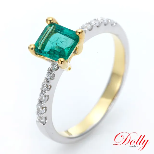 【DOLLY】買一送一 14K金 天然哥倫比亞祖母綠1克拉鑽石戒指 高級訂製珠寶 浪漫質感 奢華送禮