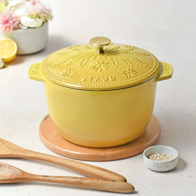 【STAUB】Margaret瑪格麗特圓形琺瑯鑄鐵飯鍋20cm-檸檬黃/松露白2色任選(德國雙人牌集團官方直營)