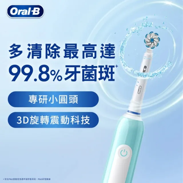 【Oral-B 歐樂B】PRO1 3D電動牙刷-簡約白/孔雀藍