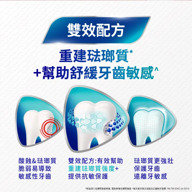 【SENSODYNE 舒酸定】進階護理 專業修護琺瑯質牙膏100g X8入(原味/亮白配方)