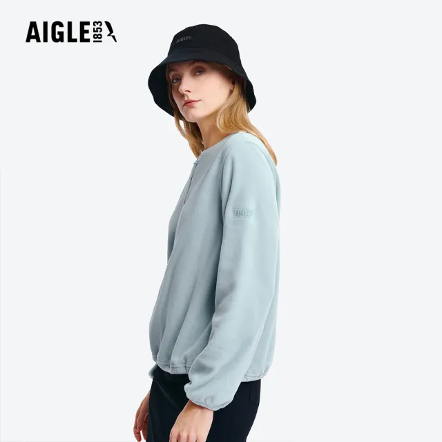 【AIGLE】女 POLARTEC 刷毛保暖罩衫｜AG-5A244A236 冰河藍 (女長袖上衣 POLO衫 罩衫 保暖上衣 刷毛衣)