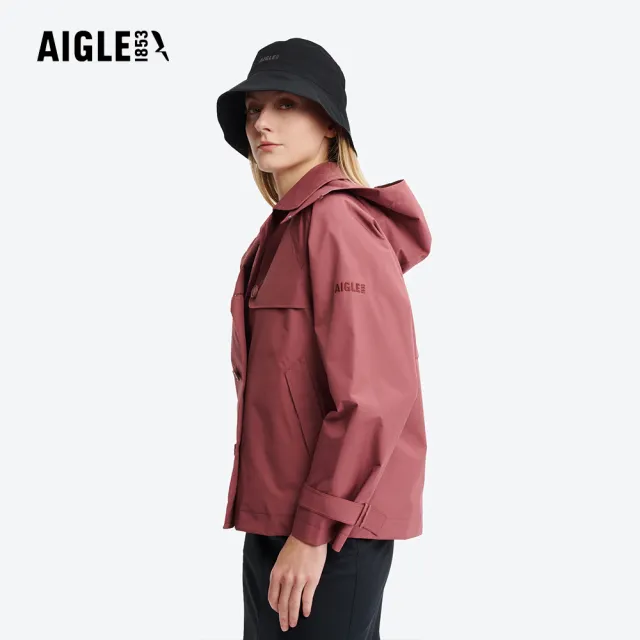 【AIGLE】女 GORE-TEX 防水短版風衣｜AG-5A202A023 酒紅 (女外套 防水透氣外套 防風外套 Goretex 風衣)