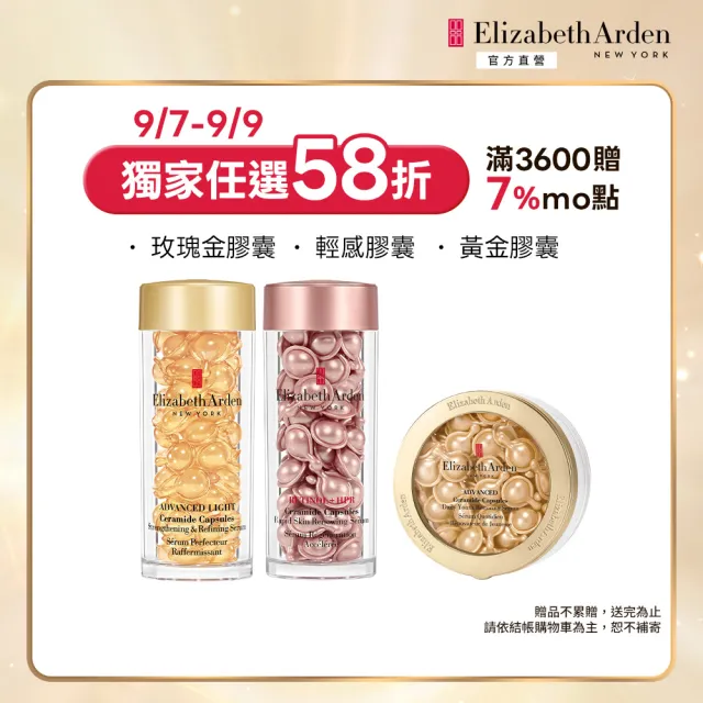 【伊麗莎白雅頓】官方直營 超A醇玫瑰金抗痕/黃金潤澤/輕感平衡 膠囊精華60顆 任選二入
