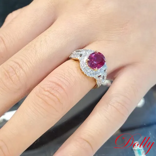【DOLLY】買一送二 18K金 無燒紅寶石2克拉玫瑰金鑽石戒指-003 高級訂製珠寶 浪漫質感 奢華送禮