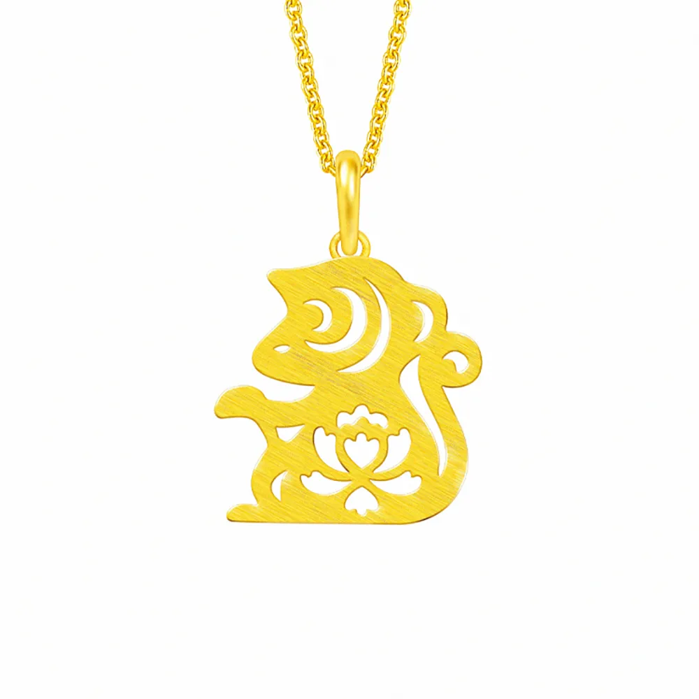 【Just Gold 鎮金店】十二生肖 喜迎福-猴 黃金吊墜(不含鍊)