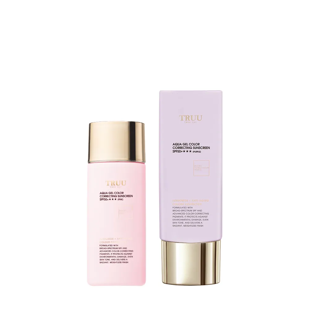 【TRUU 童】高水感亮顏校色防曬乳SPF50+★★★ 50ml 2入(水潤清爽、抗老修復、美白保養)