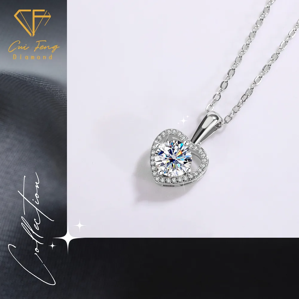 【CF Diamond】項鍊 莫桑鑽《永恆真心》(1克拉  鑽石 項鏈  生日禮物)
