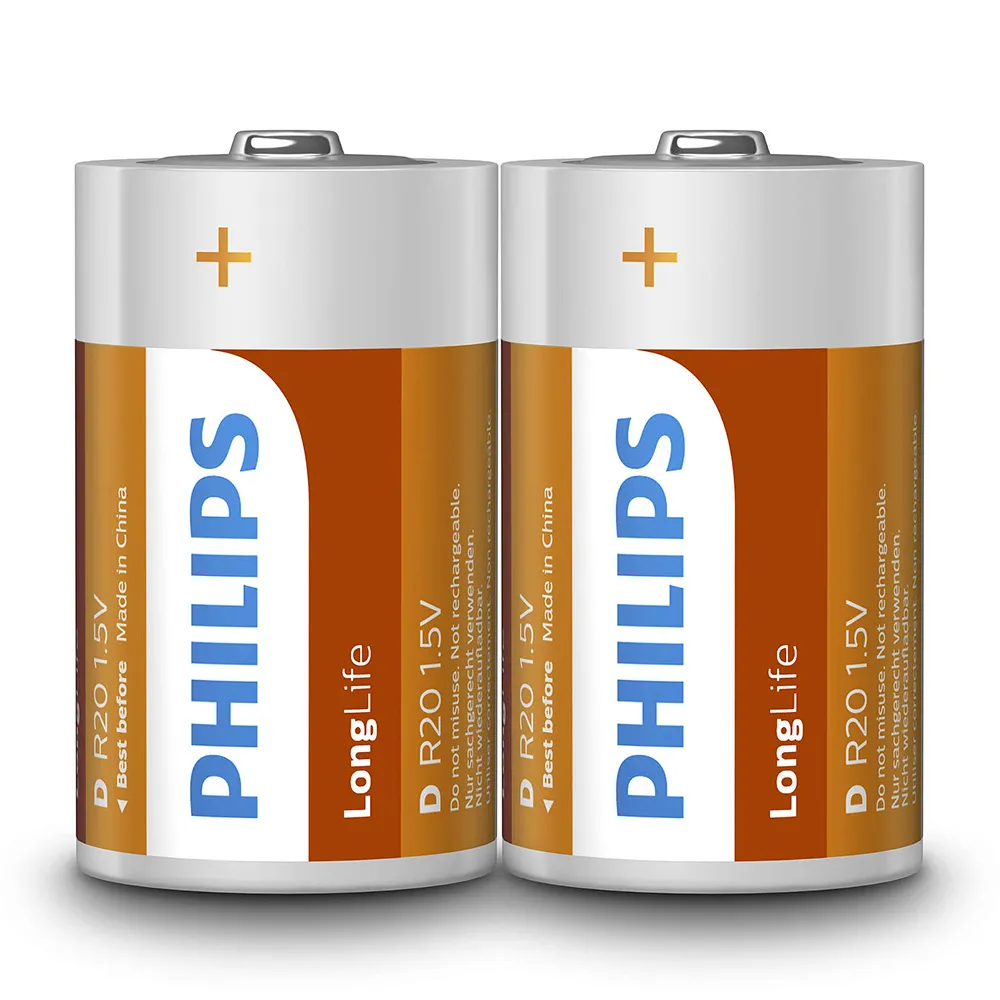【Philips 飛利浦】1號碳鋅電池 共6顆(2入*3)