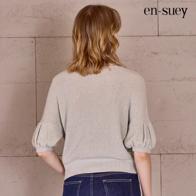 【en-suey 銀穗】EU法式慵懶嵌蔥開襟拋袖線衫外套-女