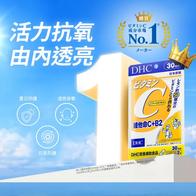 【DHC】維他命C+B2 30日份6入組(60粒/入 抗氧 高濃度 B2)