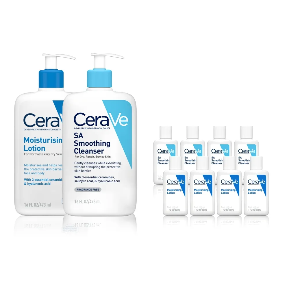 【CeraVe 適樂膚】期間限定★角質代謝嫩膚買2送8 超值組(長效清爽保濕乳+水楊酸煥膚淨嫩潔膚露)