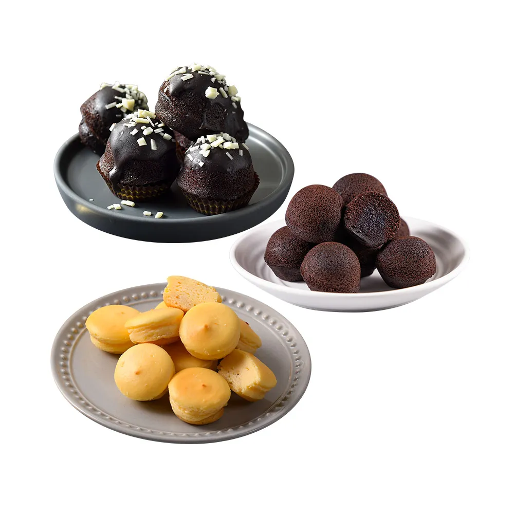 【杏芳食品】原味乳酪球一盒32入+布朗尼一盒12入+脆皮布朗尼一盒12入