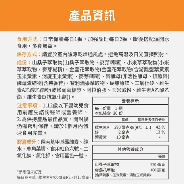 【FJ 豐傑生醫】金盞花葉黃素MAX-30顆/袋(游離型葉黃素ｘ高濃度花青素ｘ維生素A)