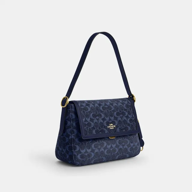 【COACH】蔻馳官方直營 ETTA 經典 SIGNATURE 繩絨布面翻蓋手袋 單肩包 斜背包-2色任選(CCE58/CFK03)