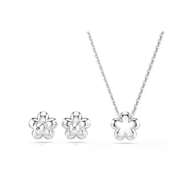 【SWAROVSKI 施華洛世奇】官方直營 Ariana Grande x Swarovski 花朵水晶珍珠套裝 鍍白金色 |5749180