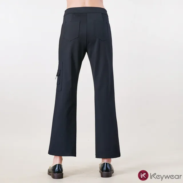 【KeyWear 奇威名品】口袋拉鍊裝飾長褲