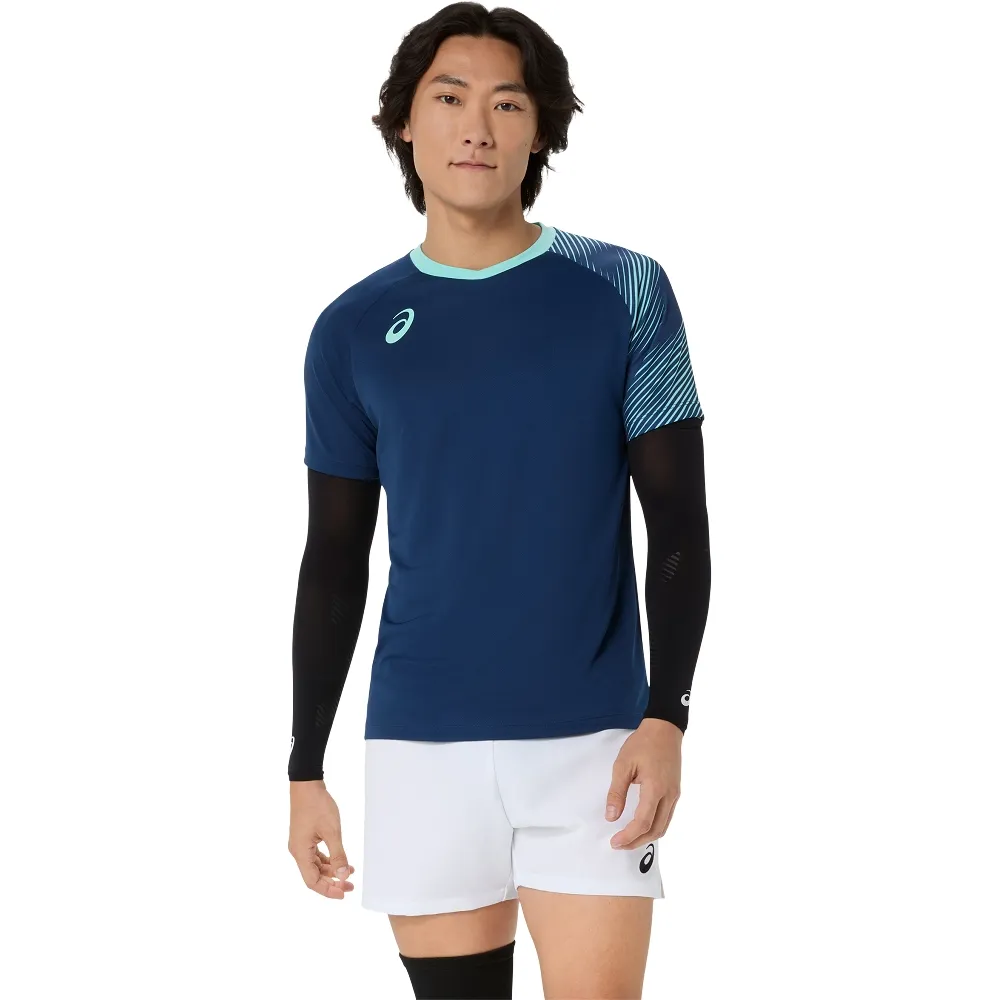 【asics 亞瑟士】排球短袖上衣 男女中性款 日本版 排球上衣 2053A281-400
