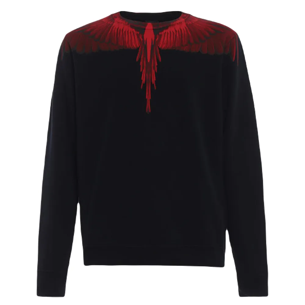 【MARCELO BURLON】男款 羽翼印花 長袖T恤-黑色(XXS號、XS號)